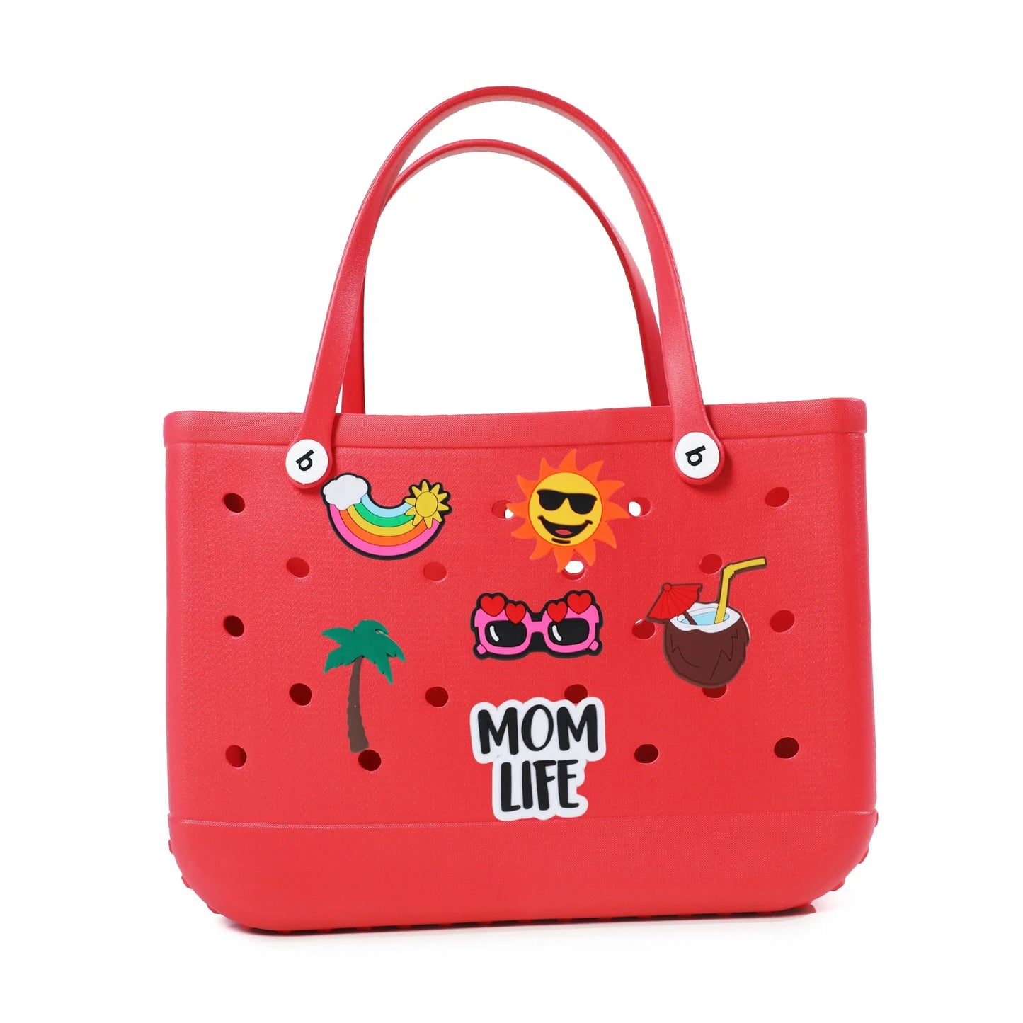 Durable Waterproof EVA Beach Tote Bag – Includes 6 Gift Charms – Unisex Handbag for Shopping, Travel, Sports, Pool – Medium & Extra-Large Sizes - Home Fads