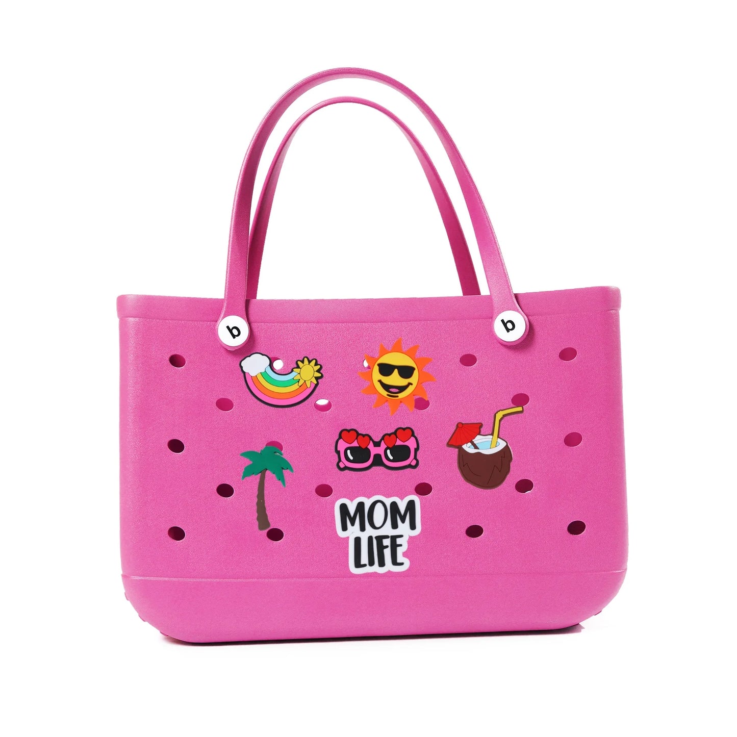 Durable Waterproof EVA Beach Tote Bag – Includes 6 Gift Charms – Unisex Handbag for Shopping, Travel, Sports, Pool – Medium & Extra-Large Sizes - Home Fads