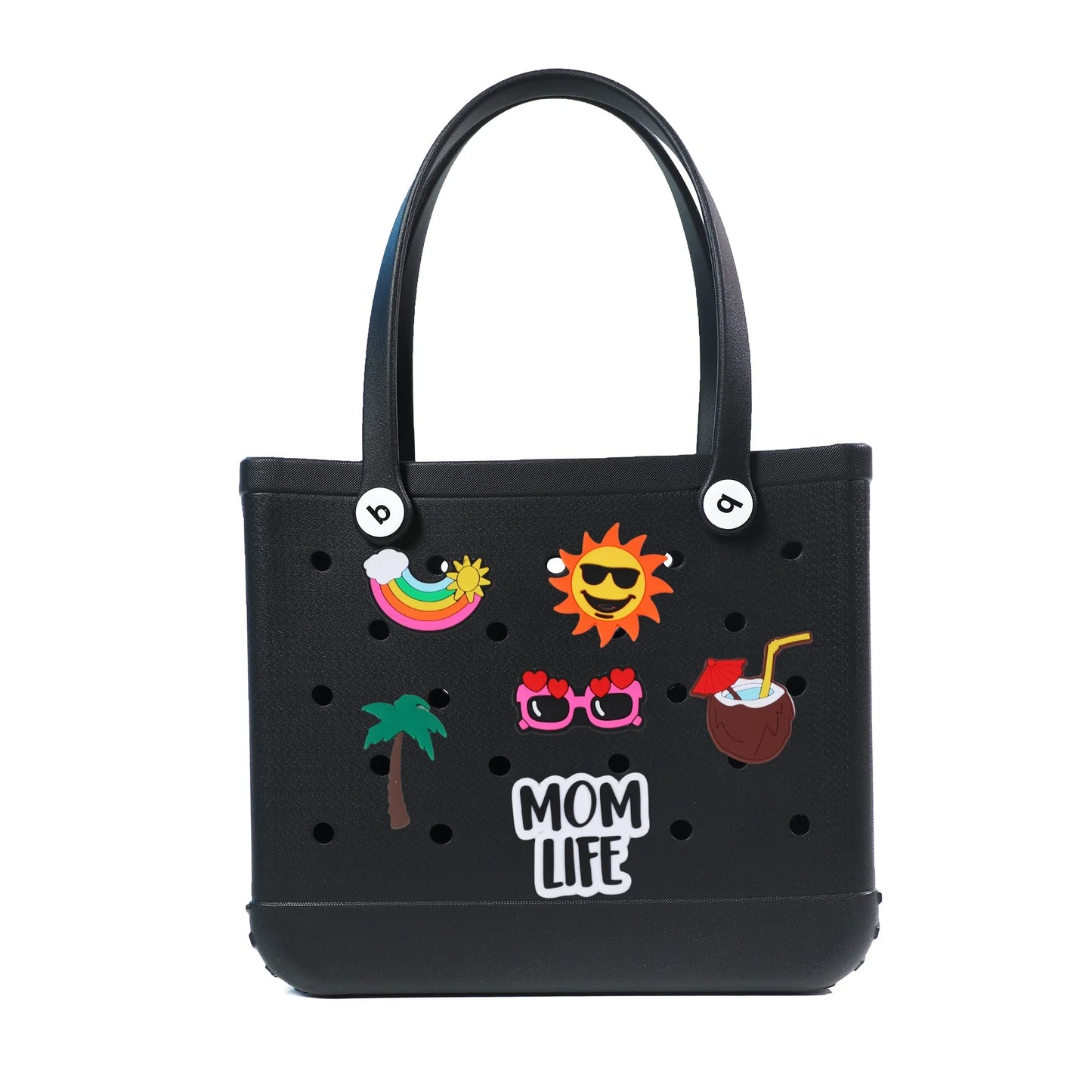 Durable Waterproof EVA Beach Tote Bag – Includes 6 Gift Charms – Unisex Handbag for Shopping, Travel, Sports, Pool – Medium & Extra-Large Sizes - Home Fads