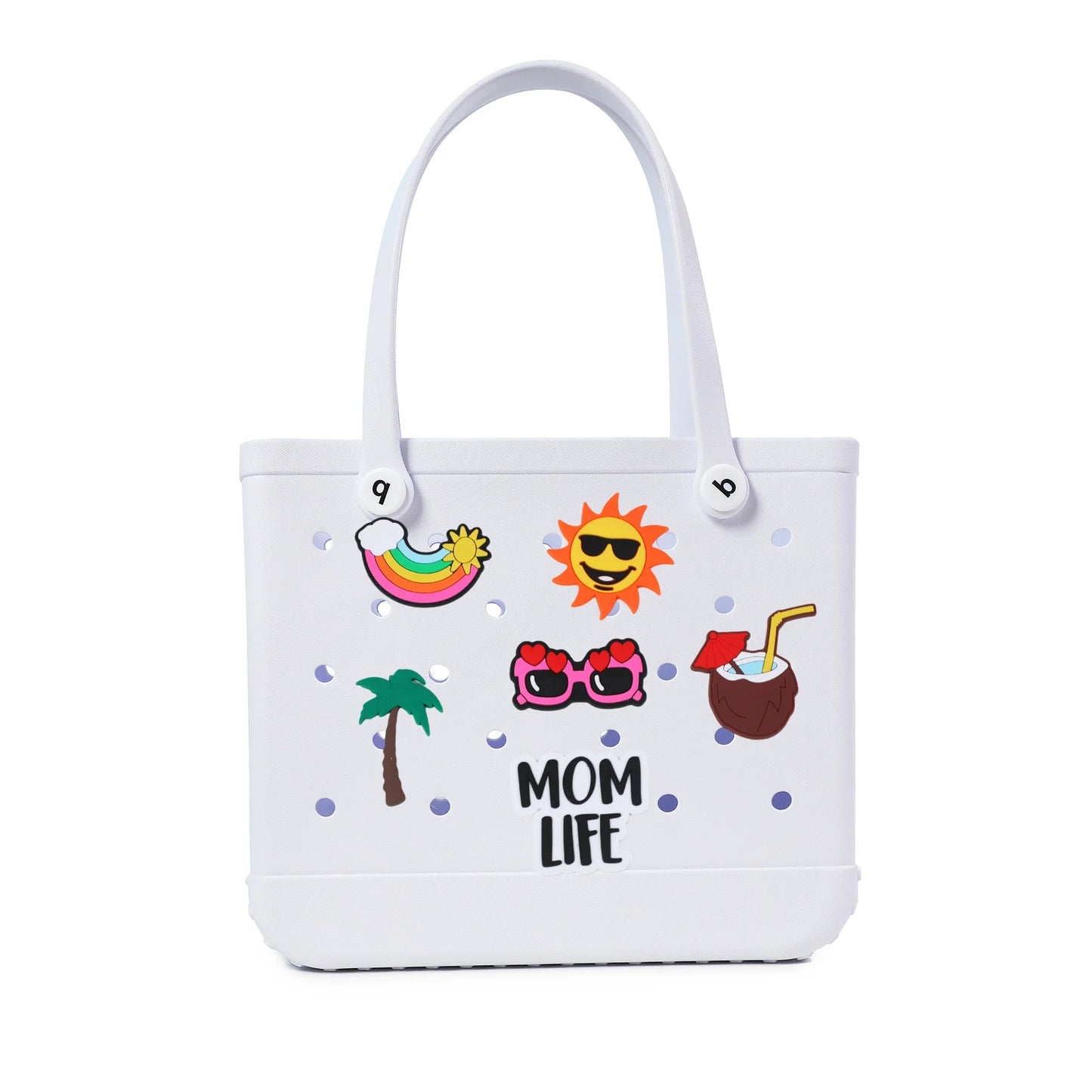 Durable Waterproof EVA Beach Tote Bag – Includes 6 Gift Charms – Unisex Handbag for Shopping, Travel, Sports, Pool – Medium & Extra-Large Sizes - Home Fads