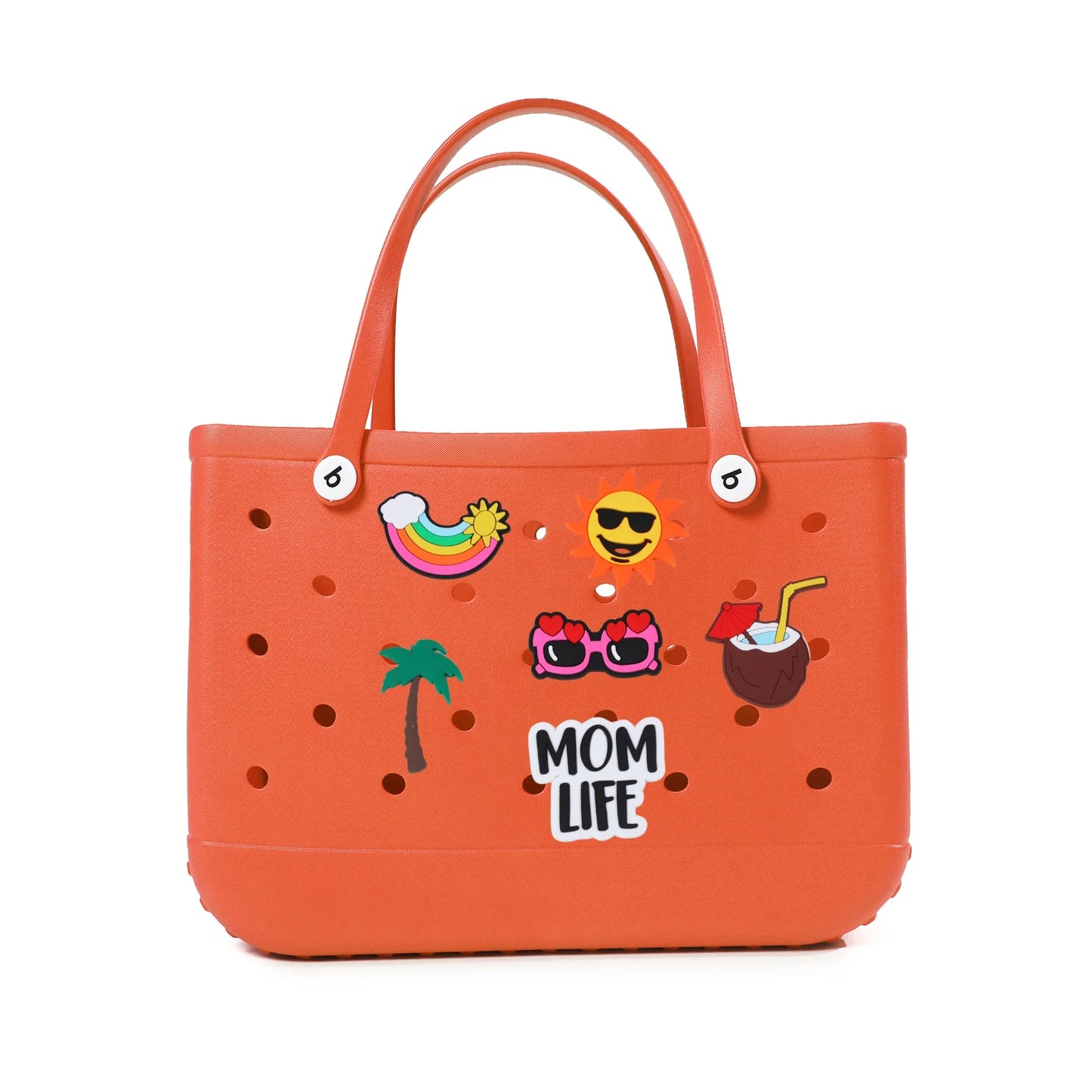 Durable Waterproof EVA Beach Tote Bag – Includes 6 Gift Charms – Unisex Handbag for Shopping, Travel, Sports, Pool – Medium & Extra-Large Sizes - Home Fads