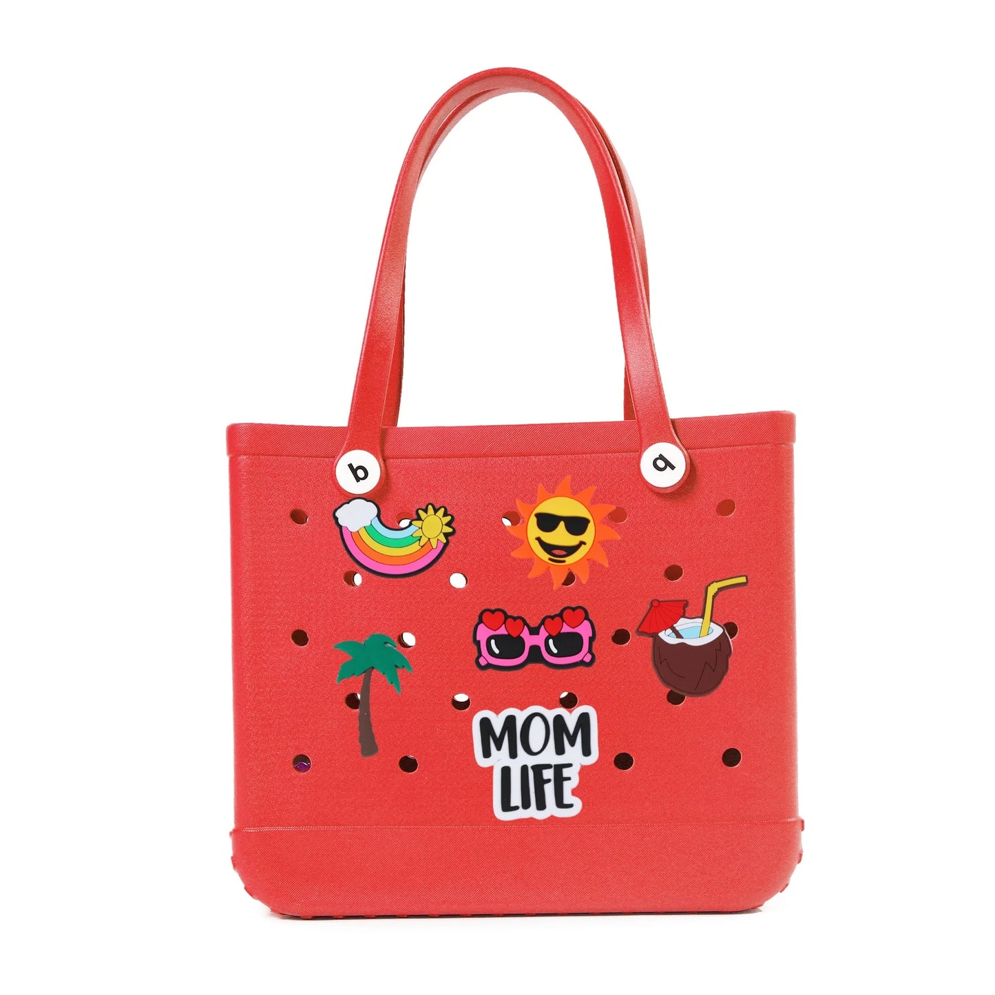 Durable Waterproof EVA Beach Tote Bag – Includes 6 Gift Charms – Unisex Handbag for Shopping, Travel, Sports, Pool – Medium & Extra-Large Sizes - Home Fads