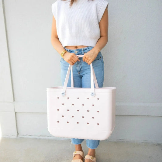 Durable Waterproof EVA Beach Tote Bag with 6 Charms – Unisex Handbag for Shopping, Travel, Sports, Pool – Multiple Sizes - Home Fads