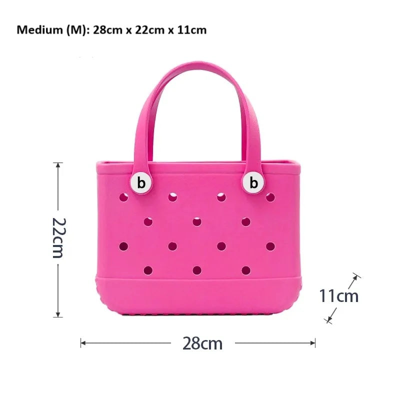 Durable Waterproof EVA Beach Tote Bag with 6 Charms – Unisex Handbag for Shopping, Travel, Sports, Pool – Multiple Sizes - Home Fads