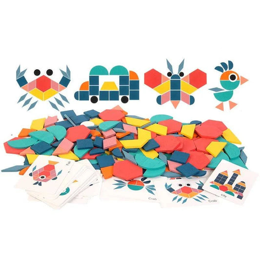 Educational Wooden 3D Geometric Puzzle Board Set - 180 Pieces, Montessori Learning Toys - Home Fads