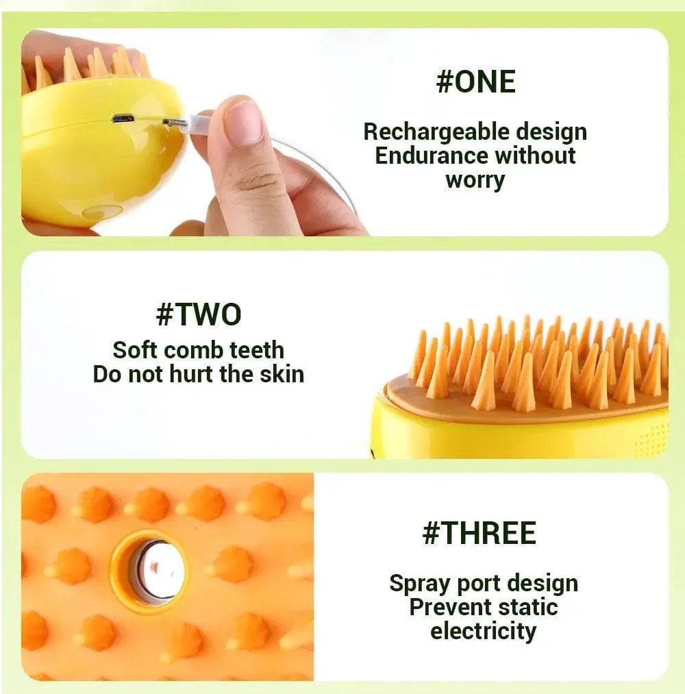 Electric Pet Grooming Massager Brush: Versatile 3-in-1 Device with Steam and Spray Function for Dogs, Cats, and All Furry Pets - Home Fads