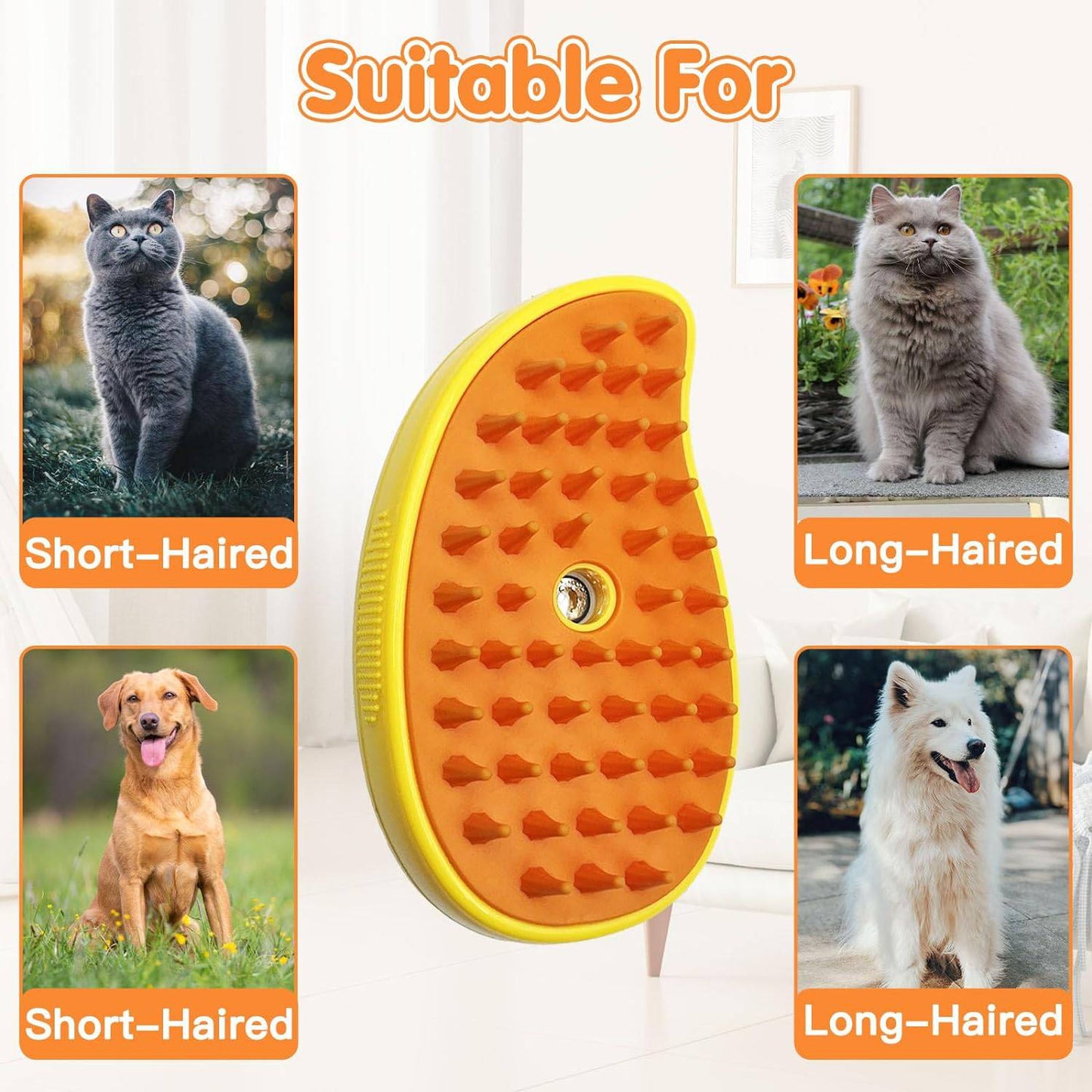 Electric Pet Grooming Massager Brush: Versatile 3-in-1 Device with Steam and Spray Function for Dogs, Cats, and All Furry Pets - Home Fads