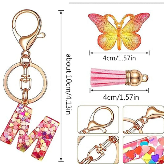 Elegant A-Z Letter Keychain – Durable Zinc Alloy and Resin Pendant with Lobster Clasp for Keys, Bags, Accessories, and Valentine’s Day Gifts - Home Fads