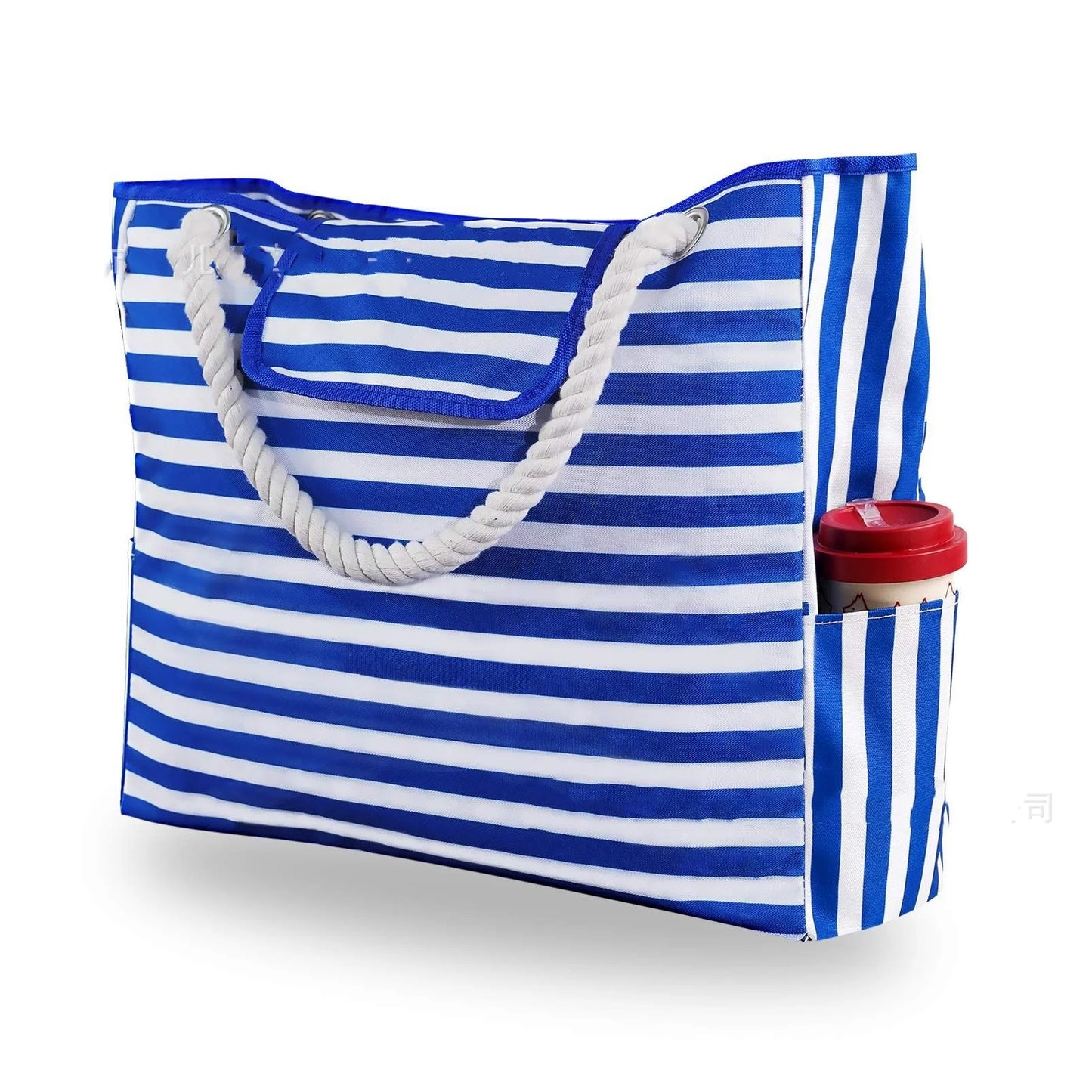 Elegant Striped Canvas Tote for Women - Spacious and Versatile Shoulder Bag for Shopping, Travel, School, and Beach