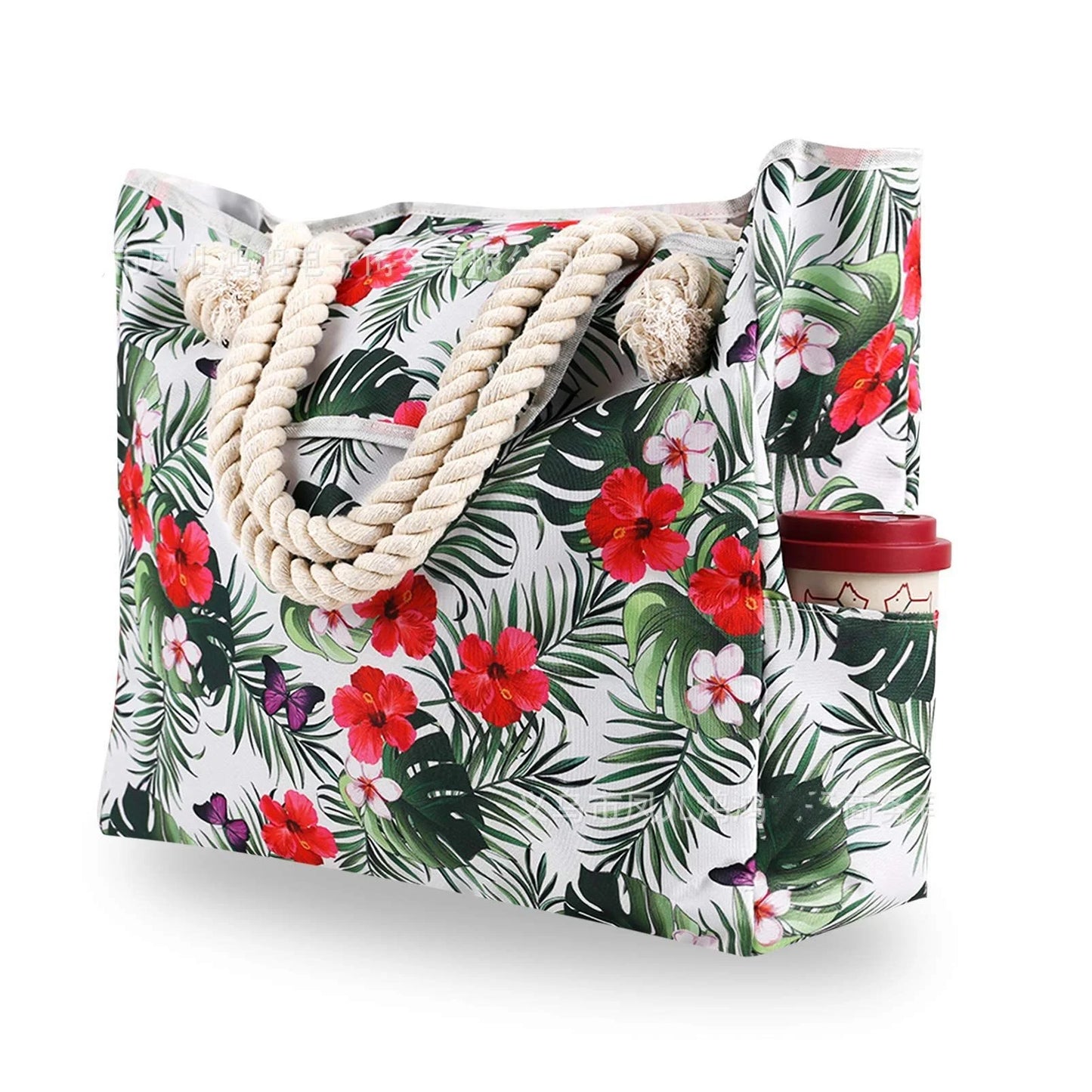 Elegant Striped Canvas Tote for Women - Spacious and Versatile Shoulder Bag for Shopping, Travel, School, and Beach