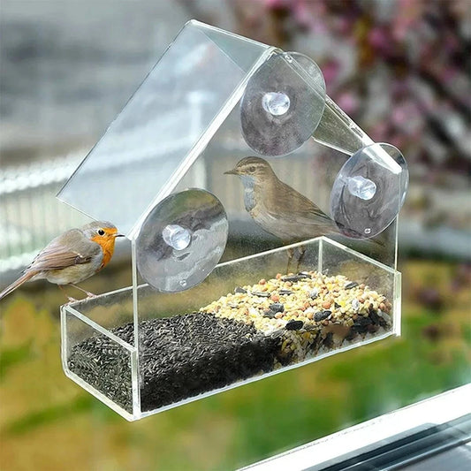 Elite Clear View Window Bird Feeder with Strong Adhesive Mounts - Home Fads