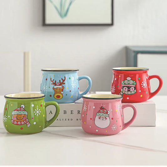 Festive Ceramic Mug with Cartoon Characters – 150ml Holiday-Themed Coffee and Milk Cup - Home Fads