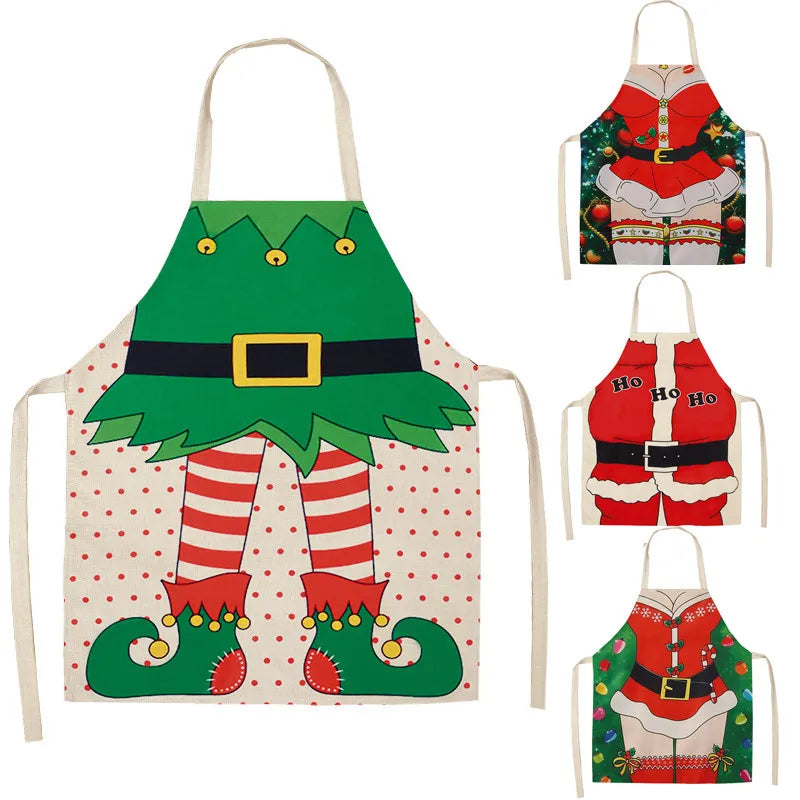 Festive Linen Apron – Holiday-Themed Kitchen, Art, and Home Décor - Home Fads