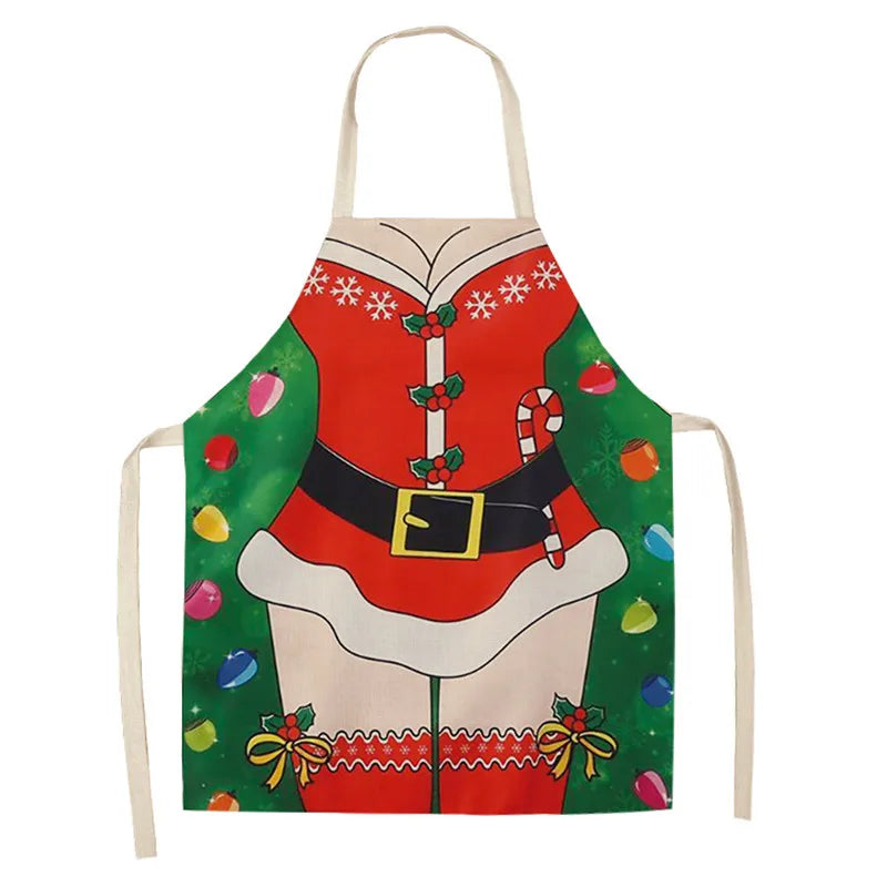 Festive Linen Apron – Holiday-Themed Kitchen, Art, and Home Décor - Home Fads