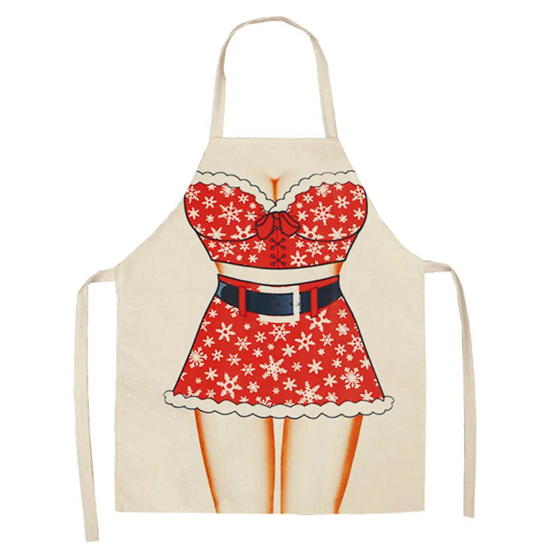 Festive Linen Apron – Holiday-Themed Kitchen, Art, and Home Décor - Home Fads