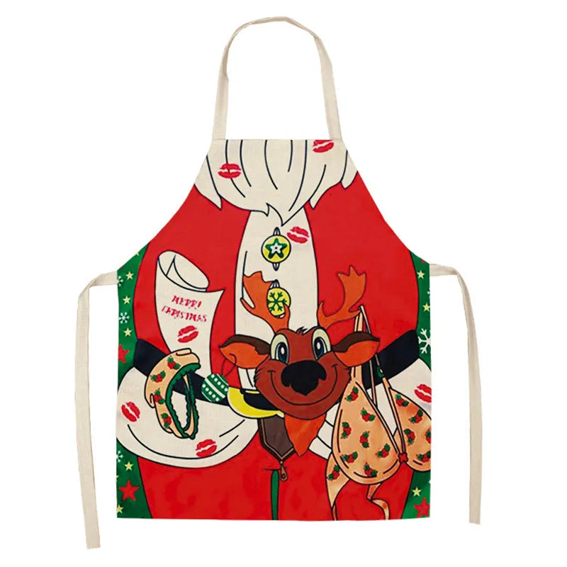 Festive Linen Apron – Holiday-Themed Kitchen, Art, and Home Décor - Home Fads