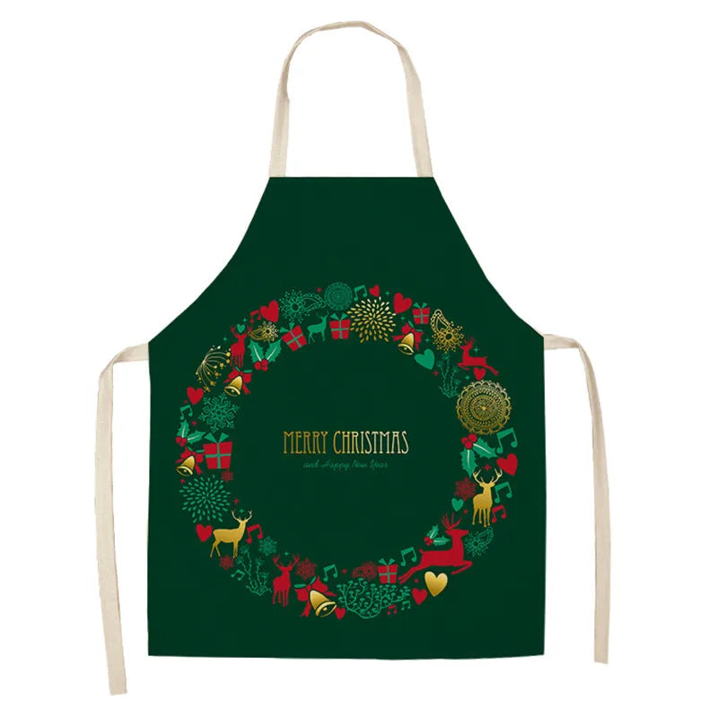 Festive Linen Apron – Holiday-Themed Kitchen, Art, and Home Décor - Home Fads