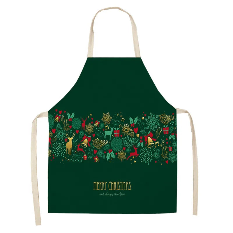 Festive Linen Apron – Holiday-Themed Kitchen, Art, and Home Décor - Home Fads