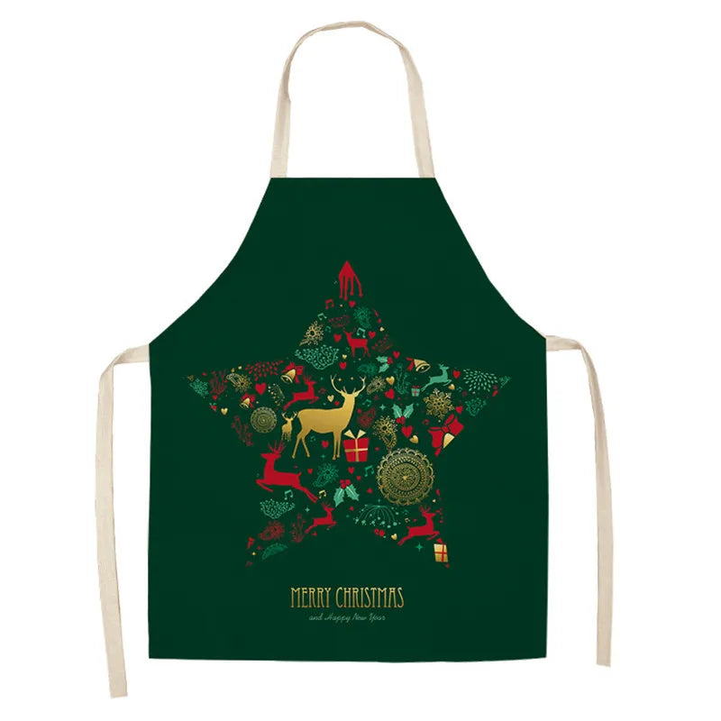 Festive Linen Apron – Holiday-Themed Kitchen, Art, and Home Décor - Home Fads