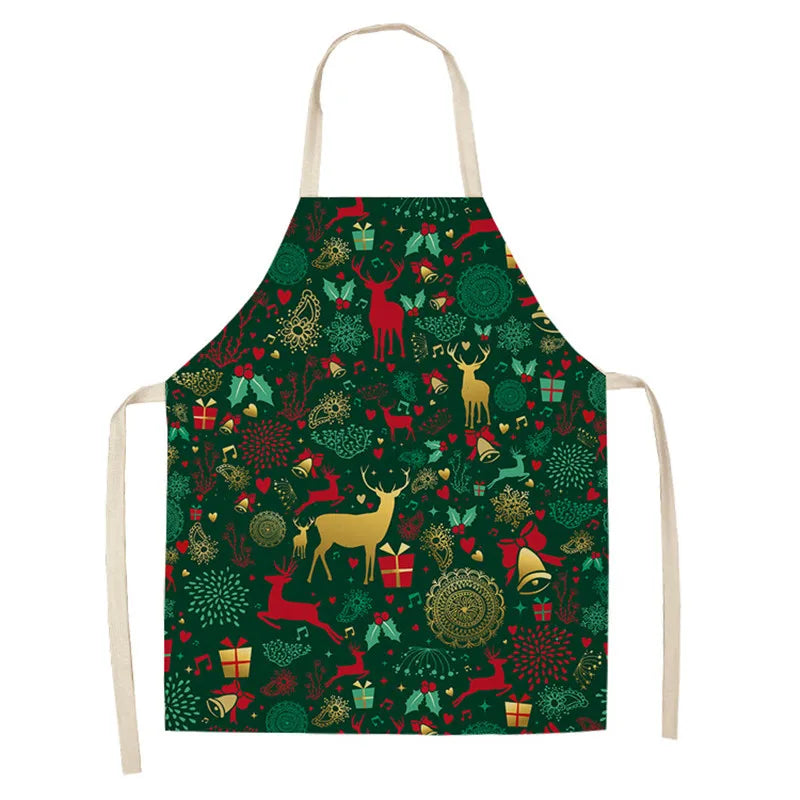 Festive Linen Apron – Holiday-Themed Kitchen, Art, and Home Décor - Home Fads