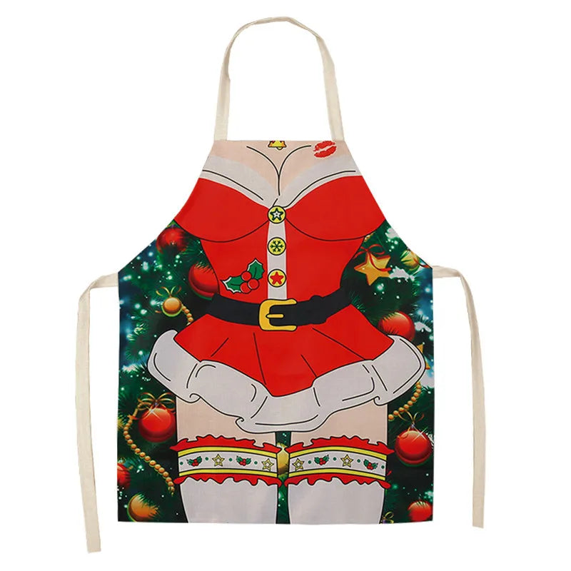 Festive Linen Apron – Holiday-Themed Kitchen, Art, and Home Décor - Home Fads