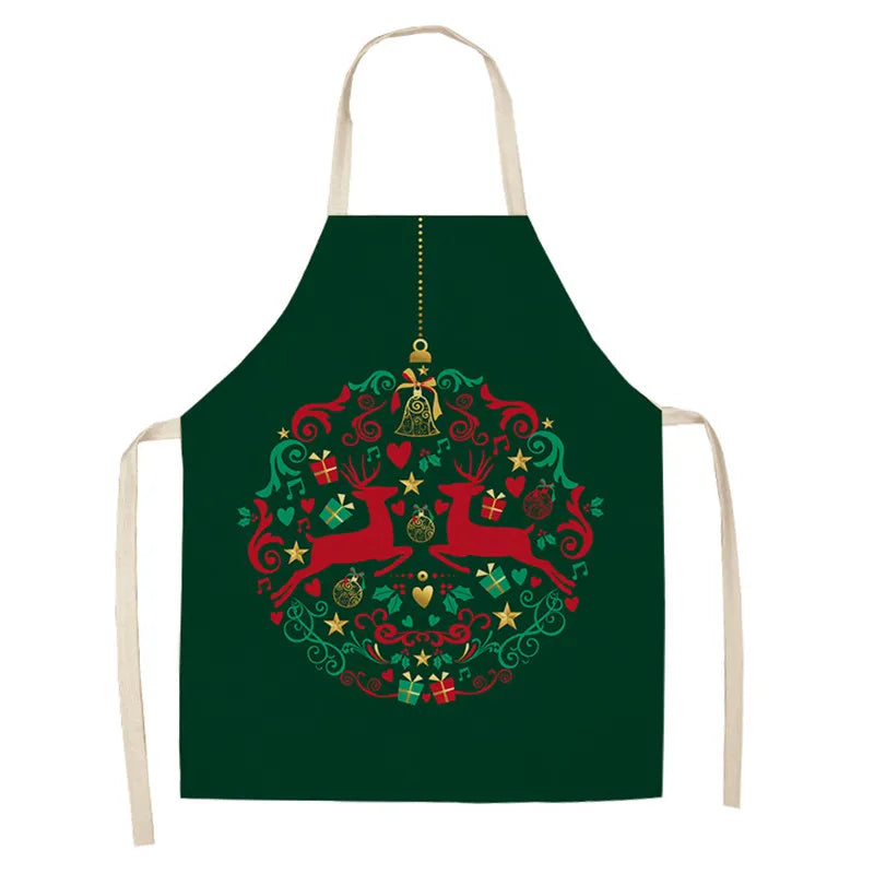 Festive Linen Apron – Holiday-Themed Kitchen, Art, and Home Décor - Home Fads