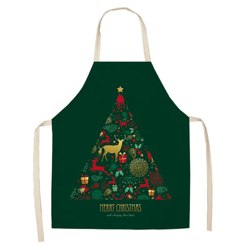 Festive Linen Apron – Holiday-Themed Kitchen, Art, and Home Décor - Home Fads