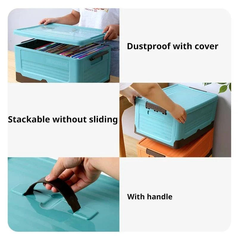 Foldable Storage Box with Lid - Multifunctional Organizer Container for Clothes, Toys and Sundries - Home Fads