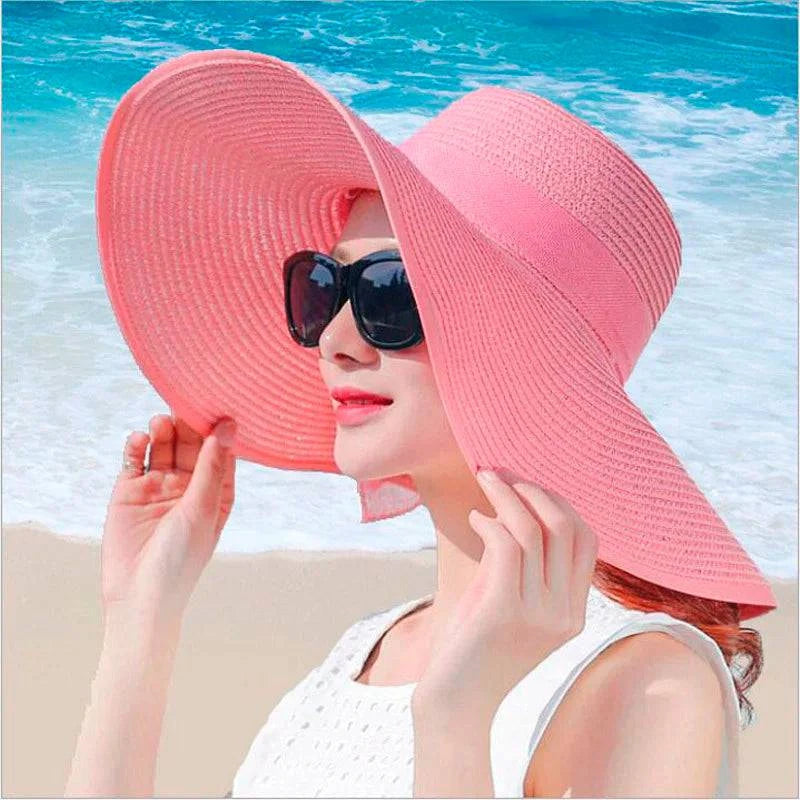 Foldable Wide Brim Straw Beach Hat for Women - Sun Block UV Protection Panama Hat - Available in 11 vibrant colors to match every style and outfit - Home Fads