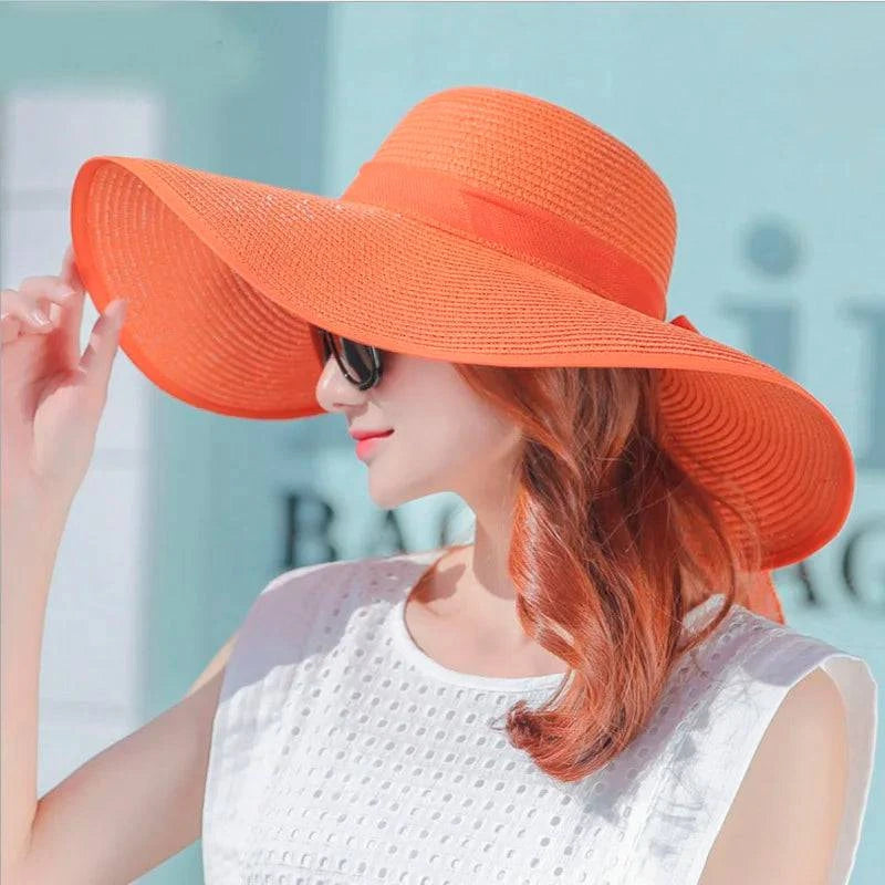Foldable Wide Brim Straw Beach Hat for Women - Sun Block UV Protection Panama Hat - Available in 11 vibrant colors to match every style and outfit - Home Fads