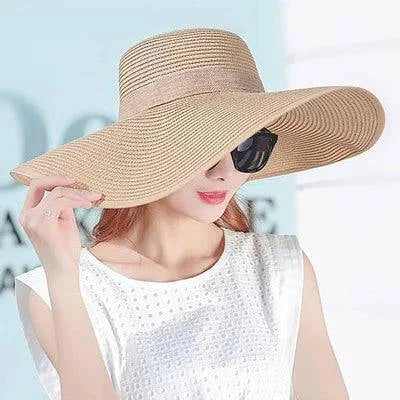 Foldable Wide Brim Straw Beach Hat for Women - Sun Block UV Protection Panama Hat - Available in 11 vibrant colors to match every style and outfit - Home Fads