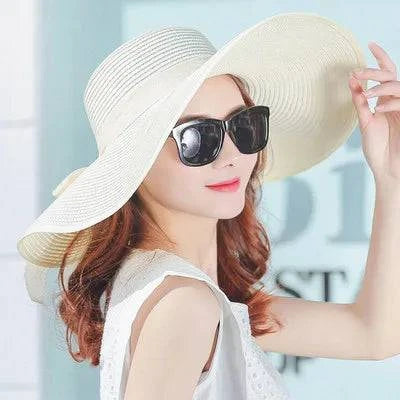 Foldable Wide Brim Straw Beach Hat for Women - Sun Block UV Protection Panama Hat - Available in 11 vibrant colors to match every style and outfit - Home Fads