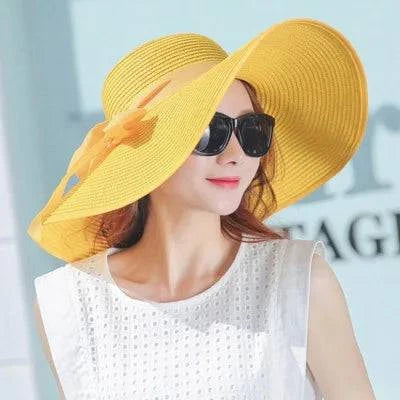 Foldable Wide Brim Straw Beach Hat for Women - Sun Block UV Protection Panama Hat - Available in 11 vibrant colors to match every style and outfit - Home Fads