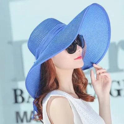 Foldable Wide Brim Straw Beach Hat for Women - Sun Block UV Protection Panama Hat - Available in 11 vibrant colors to match every style and outfit - Home Fads