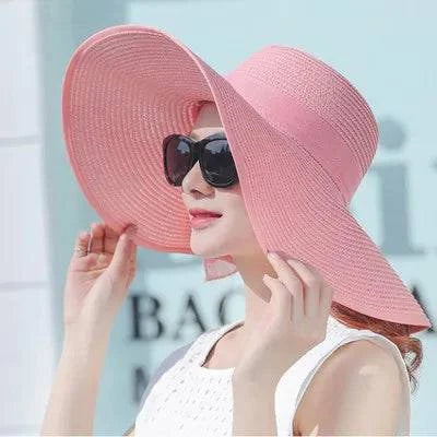 Foldable Wide Brim Straw Beach Hat for Women - Sun Block UV Protection Panama Hat - Available in 11 vibrant colors to match every style and outfit - Home Fads
