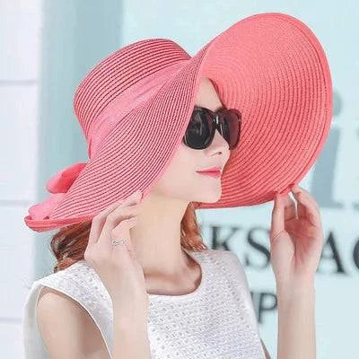 Foldable Wide Brim Straw Beach Hat for Women - Sun Block UV Protection Panama Hat - Available in 11 vibrant colors to match every style and outfit - Home Fads