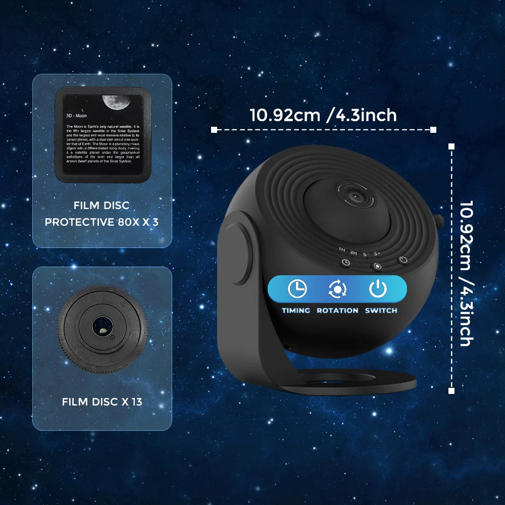 Galaxy Projector with 13 Planet Discs – 360° Rotating Planetarium, HD Night Light with Aurora, Stars, and Timer for Bedroom or Holiday Decor - Home Fads