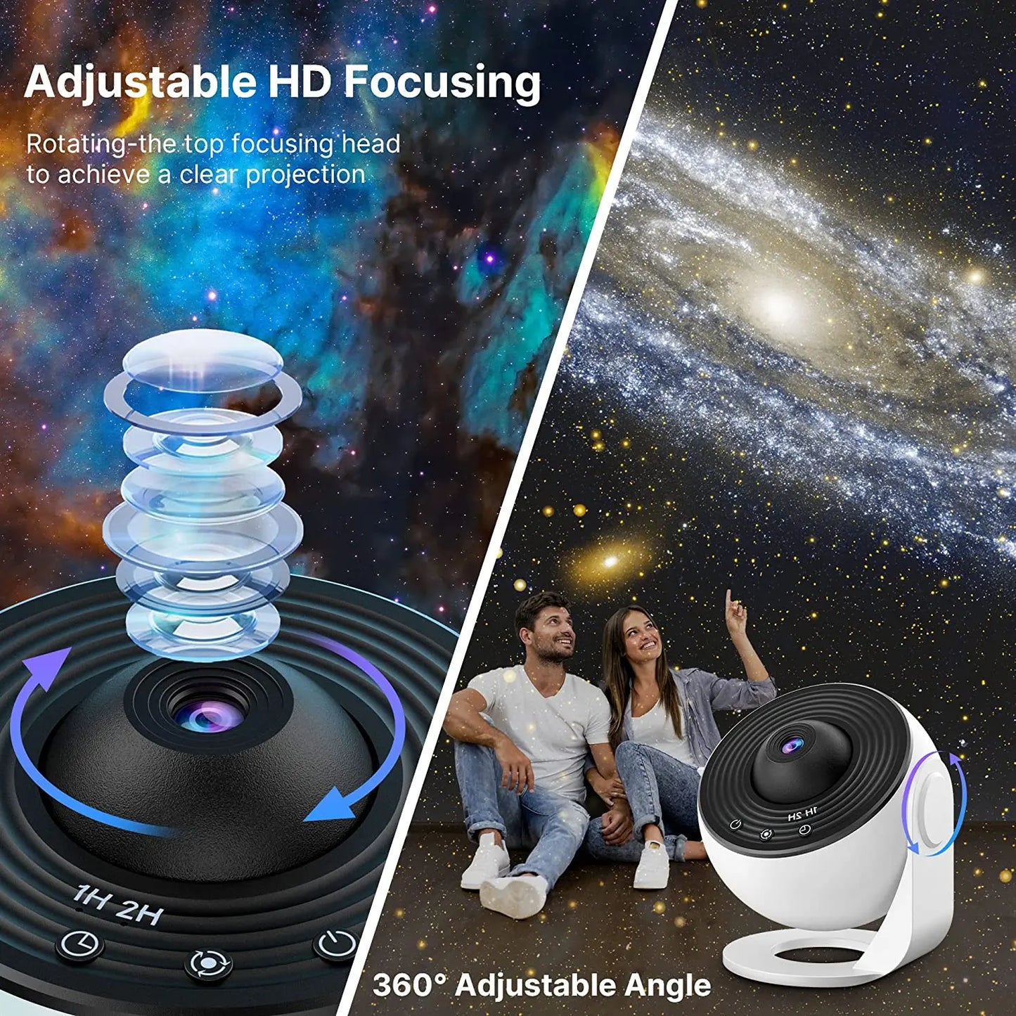Galaxy Projector with 13 Planet Discs – 360° Rotating Planetarium, HD Night Light with Aurora, Stars, and Timer for Bedroom or Holiday Decor - Home Fads