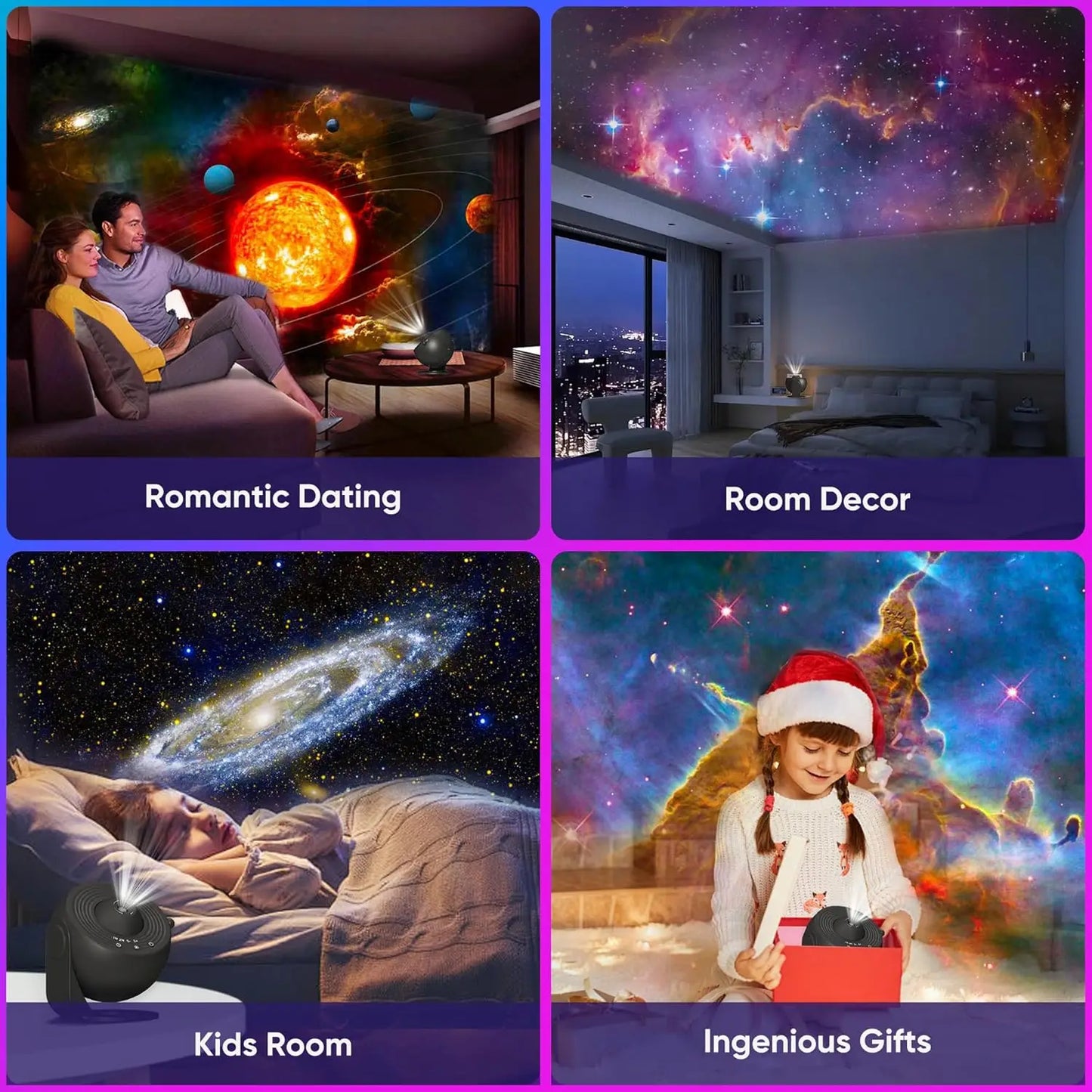Galaxy Projector with 13 Planet Discs – 360° Rotating Planetarium, HD Night Light with Aurora, Stars, and Timer for Bedroom or Holiday Decor - Home Fads