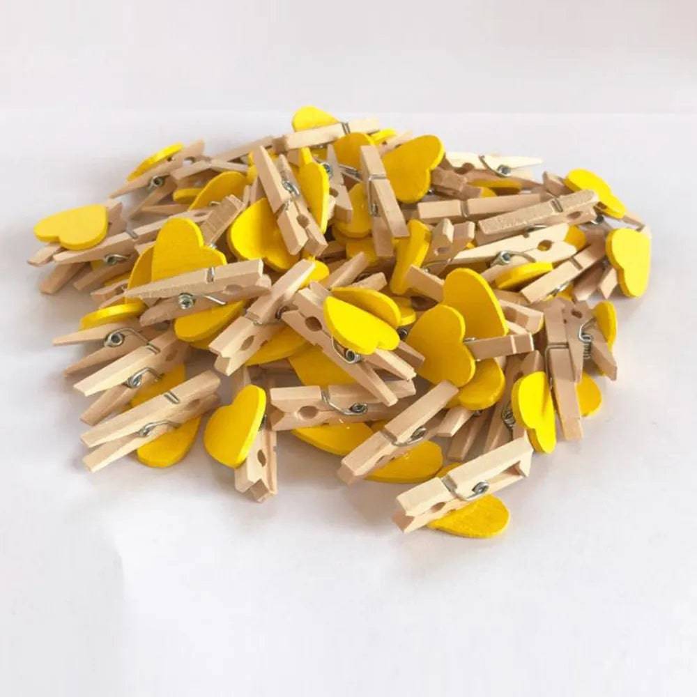 50pcs Mini Wooden Heart Clothespins Clips for Photos, Postcards, and Home Decor - Ideal for Valentine's Day and Various Occasions - Home Fads