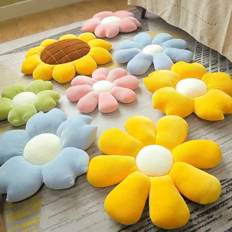 Plush Sunflower Flower Cushion - Elegant Room Decor (For Bay Windows, Bedrooms, or Cozy Corners) - Available in 6 Colors/Sizes - Home Fads