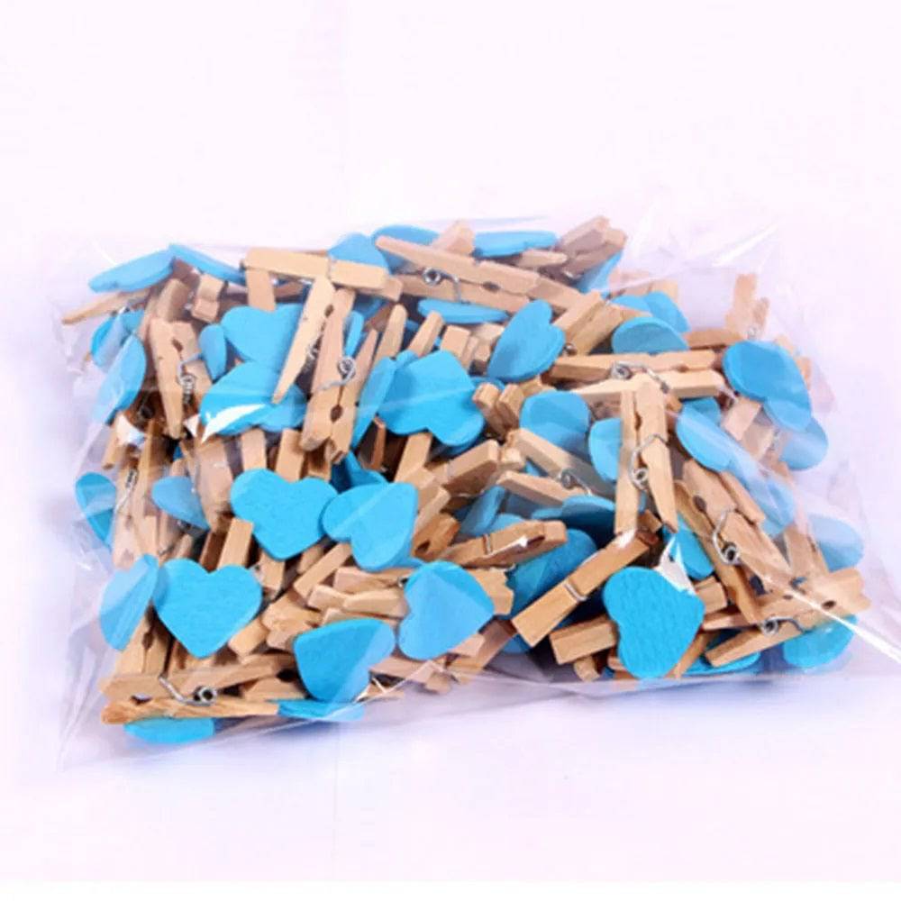 50pcs Mini Wooden Heart Clothespins Clips for Photos, Postcards, and Home Decor - Ideal for Valentine's Day and Various Occasions - Home Fads
