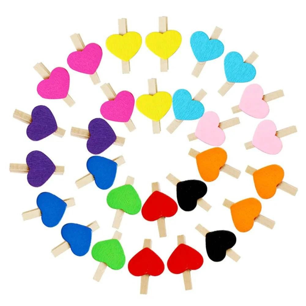 50pcs Mini Wooden Heart Clothespins Clips for Photos, Postcards, and Home Decor - Ideal for Valentine's Day and Various Occasions - Home Fads