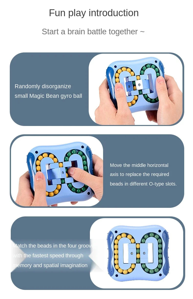 Rotating Bean Fidget Puzzle – Geometric Fingertip Toy for Cognitive Development, Stress Relief & Focus – Educational Game for Kids & Adults