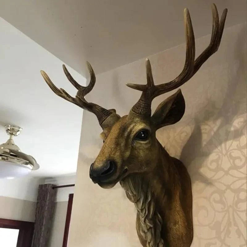 Handcrafted Resin Faux Deer Head - Contemporary European Farmhouse Wall Decor - Home Fads