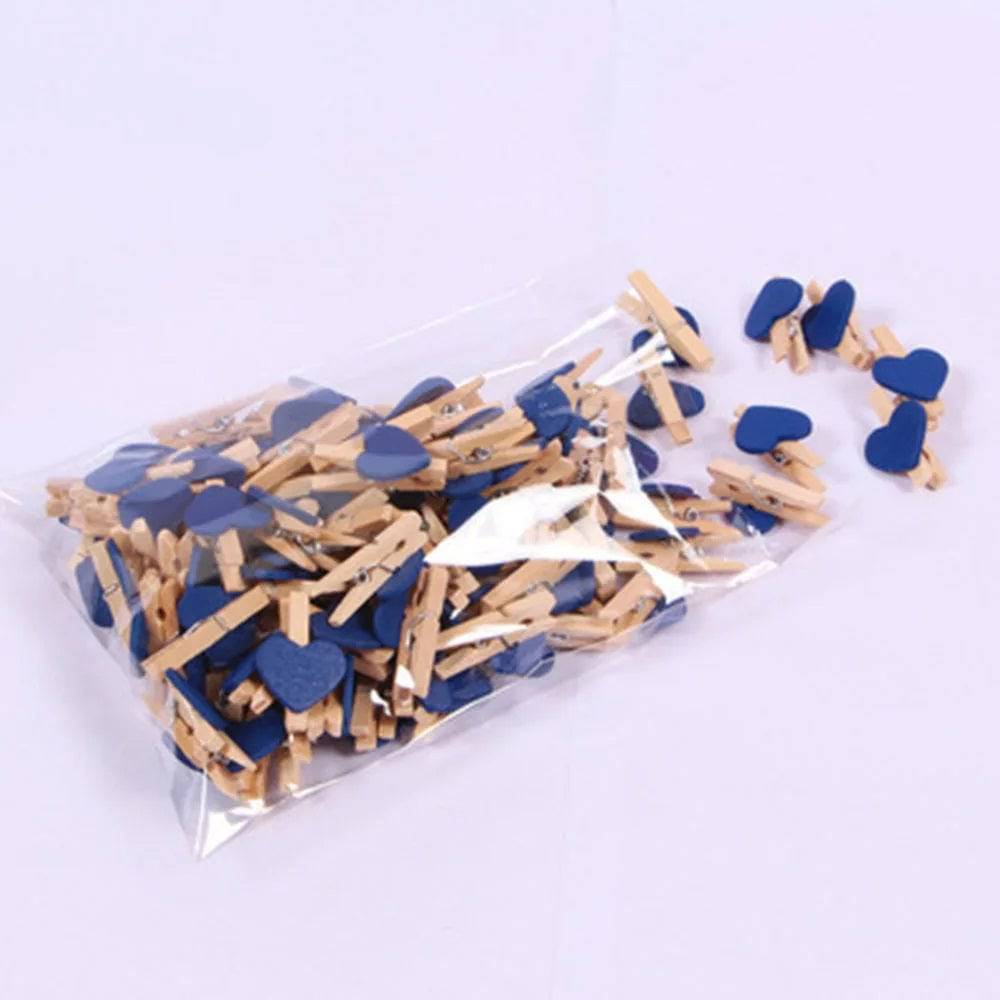 50pcs Mini Wooden Heart Clothespins Clips for Photos, Postcards, and Home Decor - Ideal for Valentine's Day and Various Occasions - Home Fads