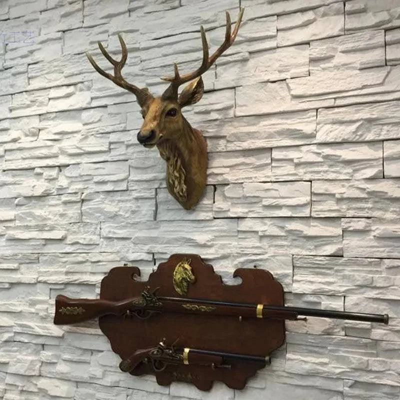 Handcrafted Resin Faux Deer Head - Contemporary European Farmhouse Wall Decor - Home Fads