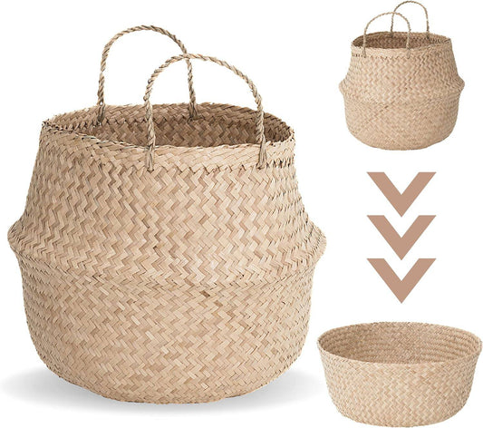 Handcrafted Natural Basket & Plant Pot Cover: Decorative Storage for Home | Multipurpose Organizer | Available in 7 Sizes - Home Fads