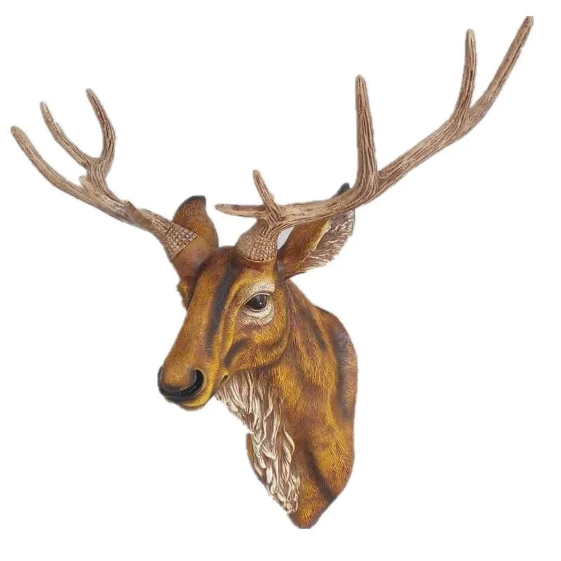Handcrafted Resin Faux Deer Head - Contemporary European Farmhouse Wall Decor - Home Fads