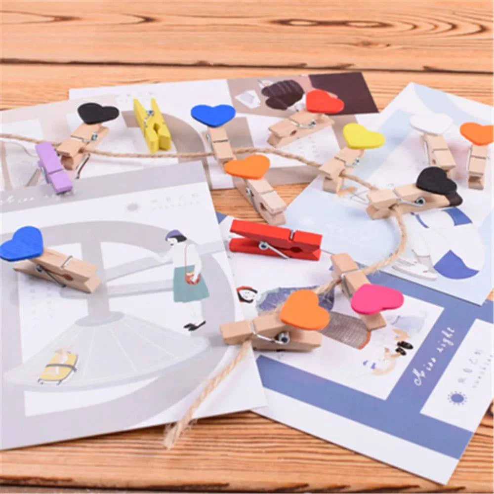50pcs Mini Wooden Heart Clothespins Clips for Photos, Postcards, and Home Decor - Ideal for Valentine's Day and Various Occasions - Home Fads